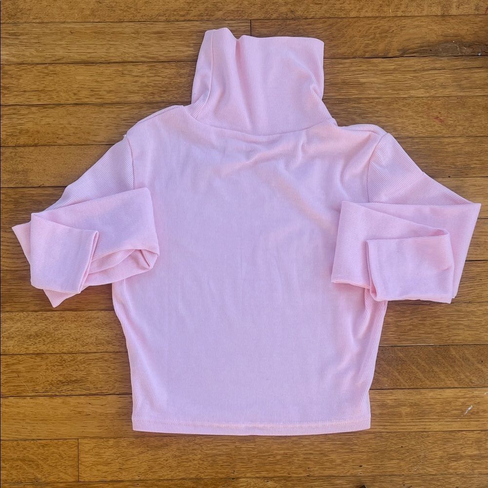 Pink Turtleneck Crop Sweater